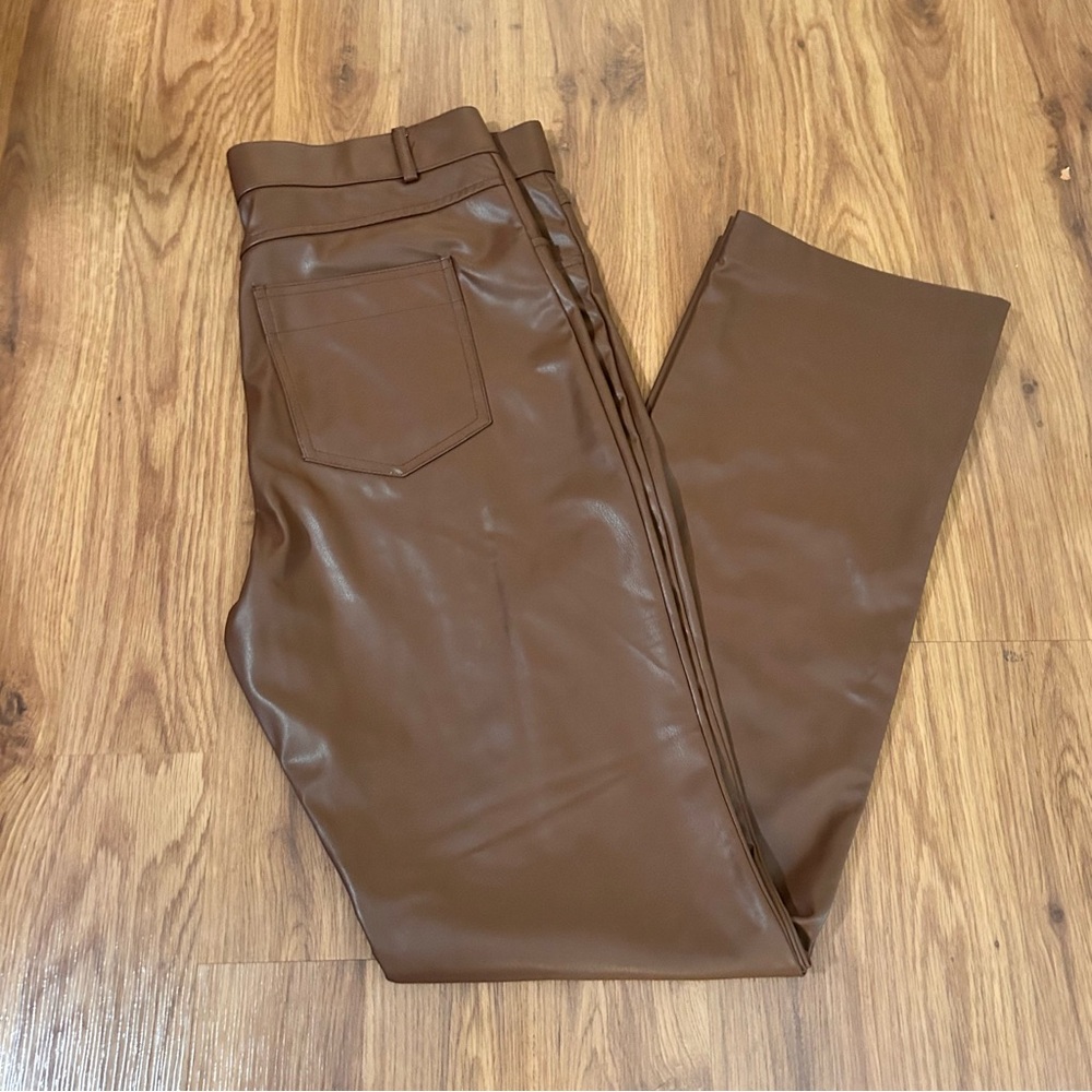 Zara Women’s Brown/Tan Leather Dress Pants XL  NWT
